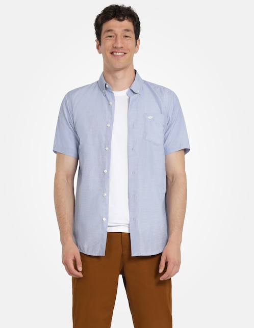 Camisa de vestir de algodón manga corta para hombre 1