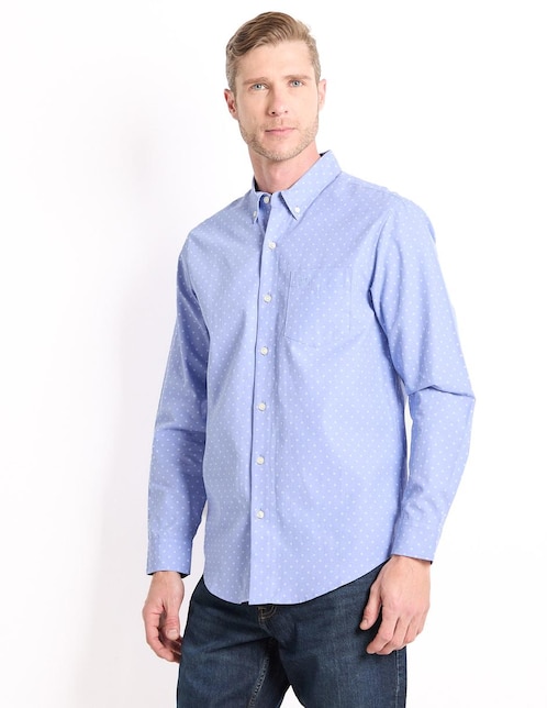 Camisa business casual de algodón manga larga para hombre 1