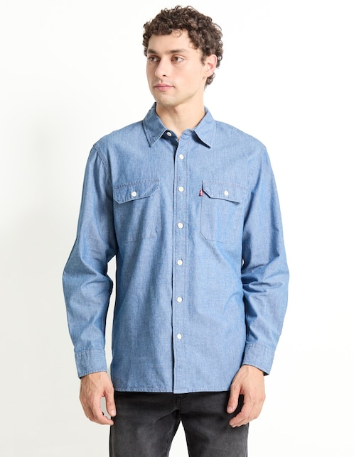 Camisa casual de algodón manga larga para hombre 1