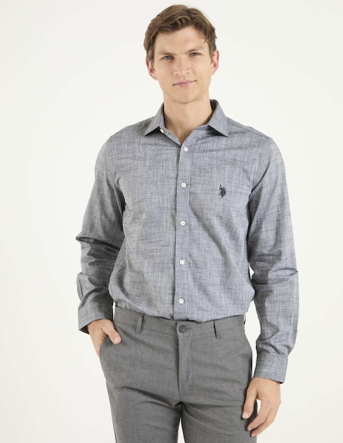 Camisa casual de algodón manga larga para hombre 1