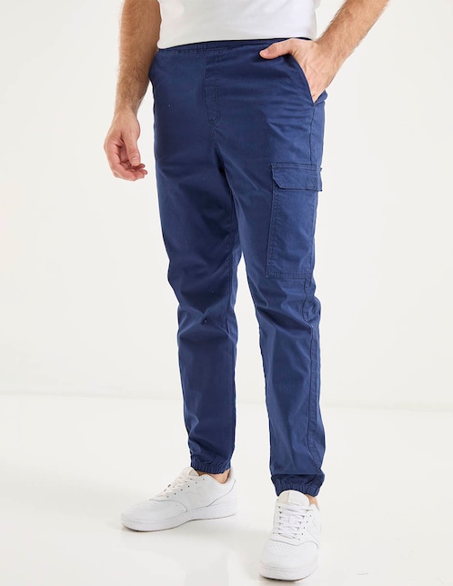 Pantalón jogger straight de gabardina para hombre 1