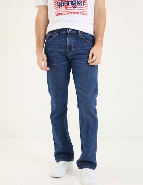 Jeans slim Wrangler lavado obscuro para hombre