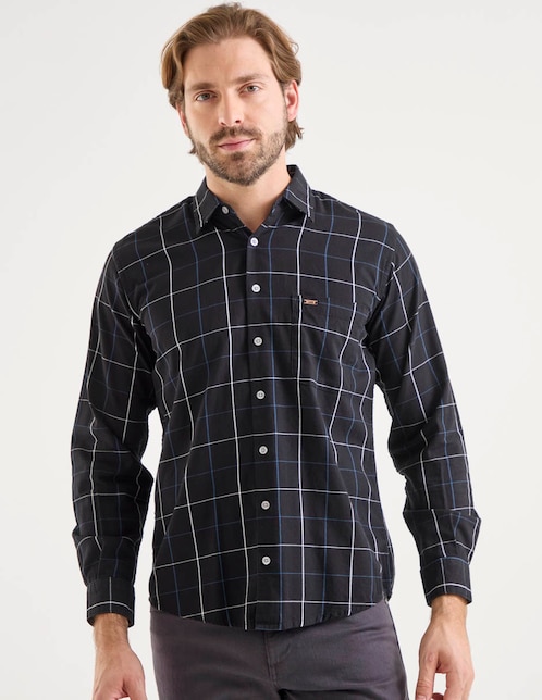 Camisa casual de algodón manga larga para hombre 1