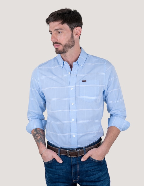 Camisa casual manga larga para hombre 1