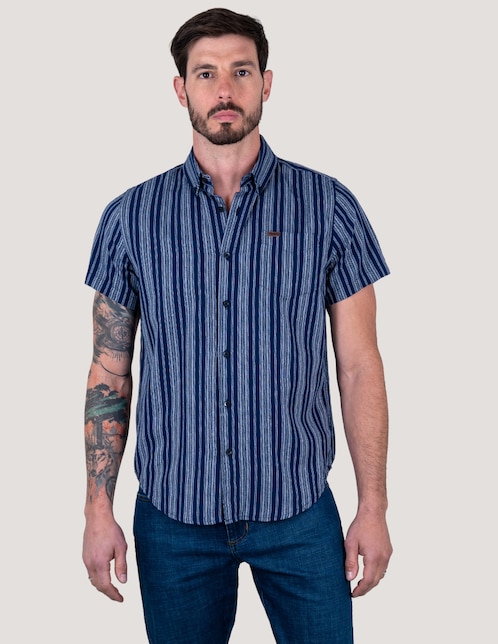 Camisa casual Lee de algodón manga corta para hombre