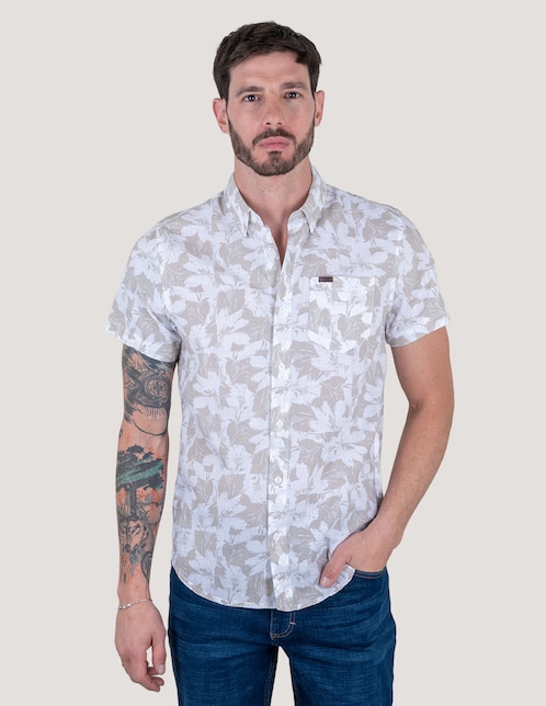 Camisa casual Lee de algodón manga corta para hombre