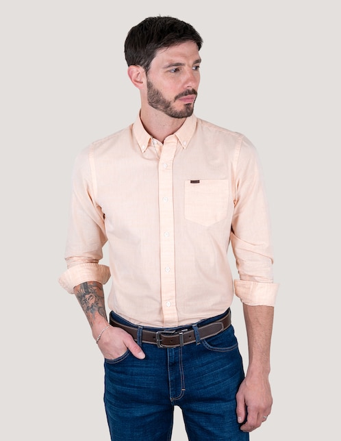 Camisa casual de algodón manga larga para hombre 1