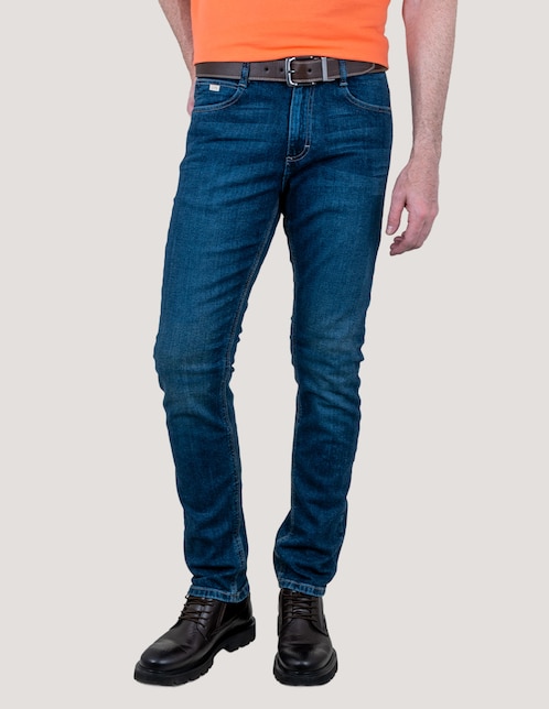 Jeans slim whisker para hombre 1