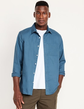 Sobrecamisa Casual Old Navy De Lino Manga Larga Para Hombre