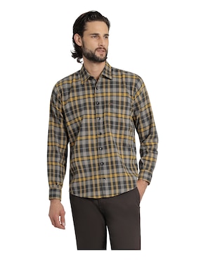 Camisa Casual Lee De Algodón Manga Larga Para Hombre