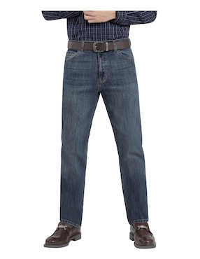 Jeans Straight Lee Lavado Whisker Para Hombre