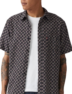 Camisa casual de algodón manga corta para hombre