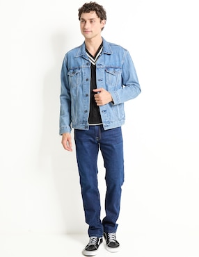 Chamarra casual de mezclilla con bolsillos para hombre