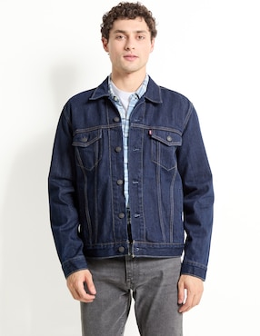Chamarra denim de mezclilla con bolsillos para hombre