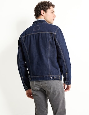 Chamarra denim de mezclilla con bolsillos para hombre