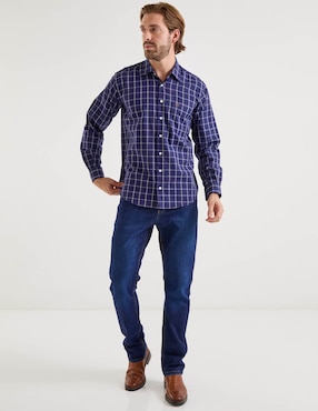 Camisa casual Lee de algodón manga larga para hombre
