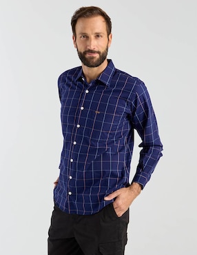 Camisa casual Lee de algodón manga larga para hombre