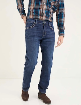 Jeans straight Wrangler lavado whisker para hombre