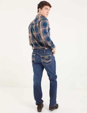 Jeans straight Wrangler lavado whisker para hombre
