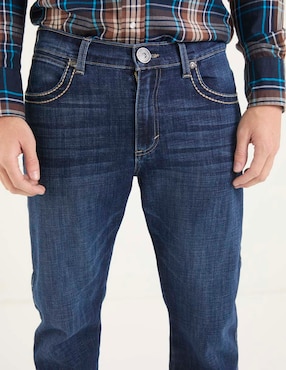 Jeans straight Wrangler lavado whisker para hombre