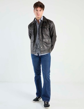 Jeans slim Wrangler lavado medio para hombre