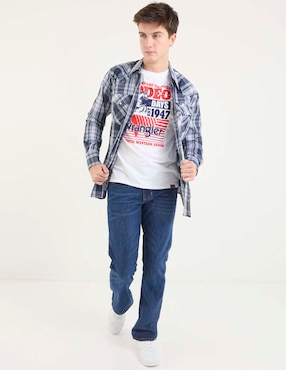 Jeans slim Wrangler lavado obscuro para hombre