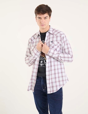 Camisa casual Wrangler de algodón manga larga para hombre