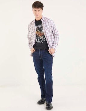 Camisa casual Wrangler de algodón manga larga para hombre