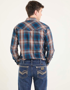 Camisa casual Wrangler de algodón manga larga para hombre