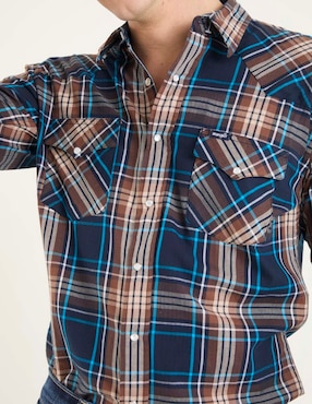Camisa casual Wrangler de algodón manga larga para hombre