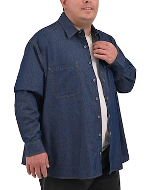 Camisa casual Yale Plus de mezclilla manga larga para hombre
