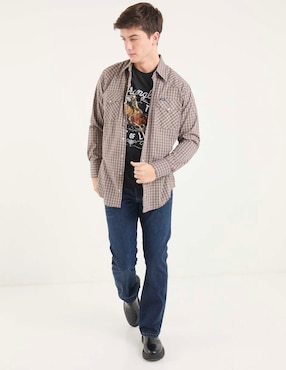 Camisa casual Wrangler de algodón manga larga para hombre