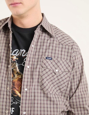 Camisa casual Wrangler de algodón manga larga para hombre