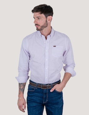 Camisa casual Lee de algodón manga larga para hombre