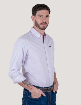 Camisa casual Lee de algodón manga larga para hombre