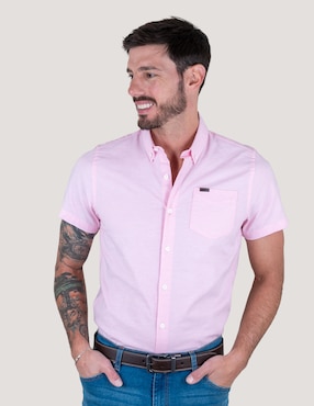 Camisa casual Lee de algodón manga corta para hombre