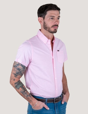 Camisa casual Lee de algodón manga corta para hombre