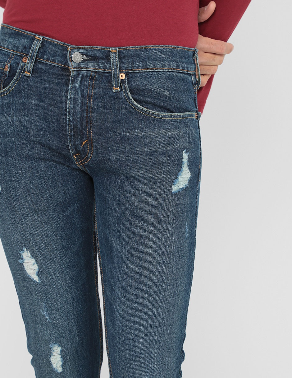 Jeans slim lavado destruido para hombre 4