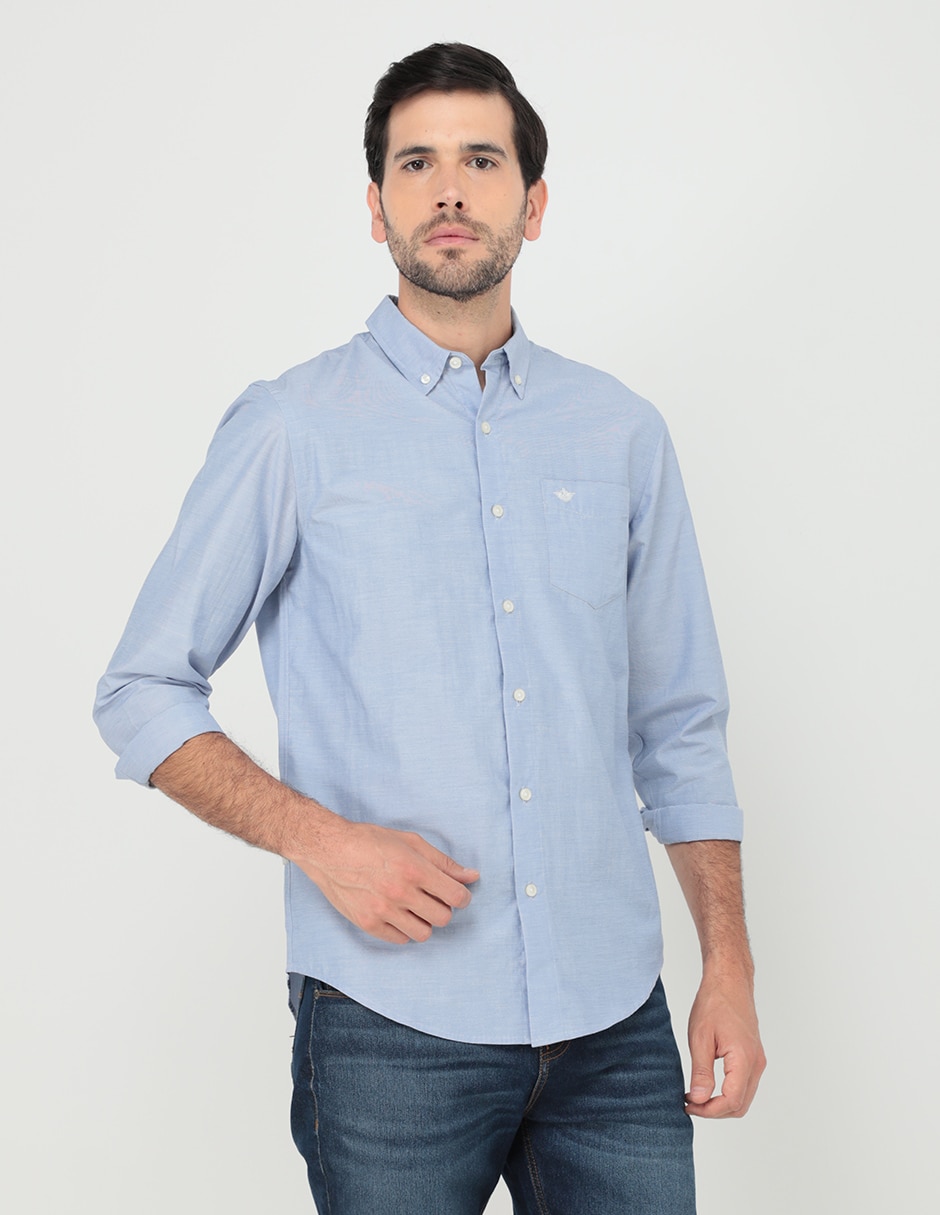 Camisa casual de algodón manga larga para hombre Camisa casual de algodón manga larga para hombre