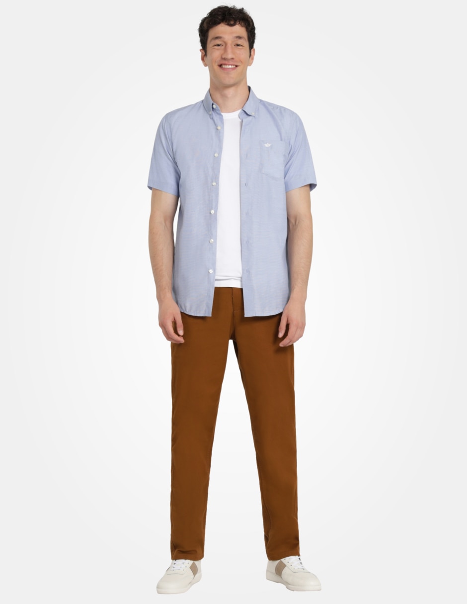 Camisa de vestir de algodón manga corta para hombre 4