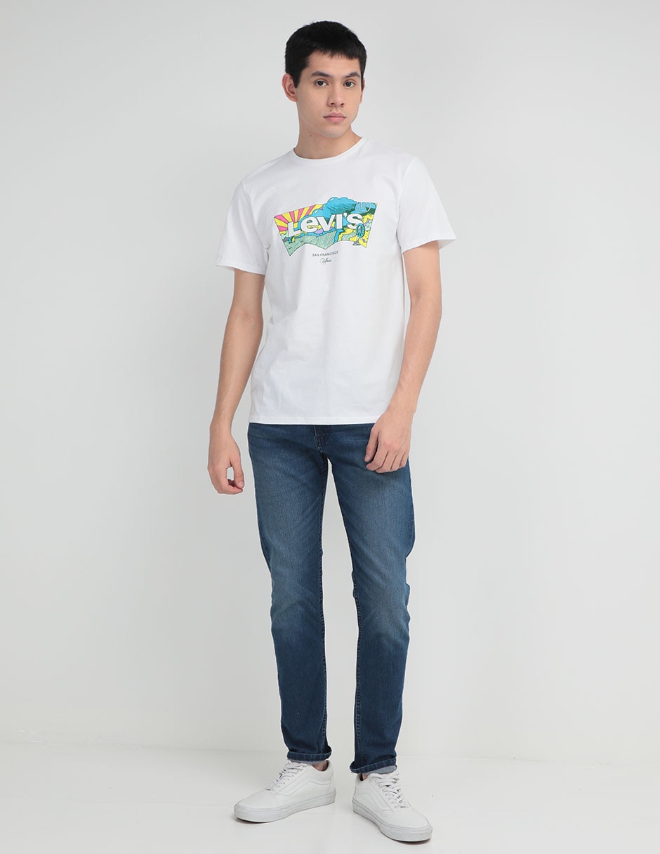 Jeans slim lavado whisker para hombre 3
