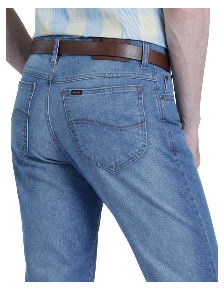 Jeans straight lavado sand blast para hombre 4