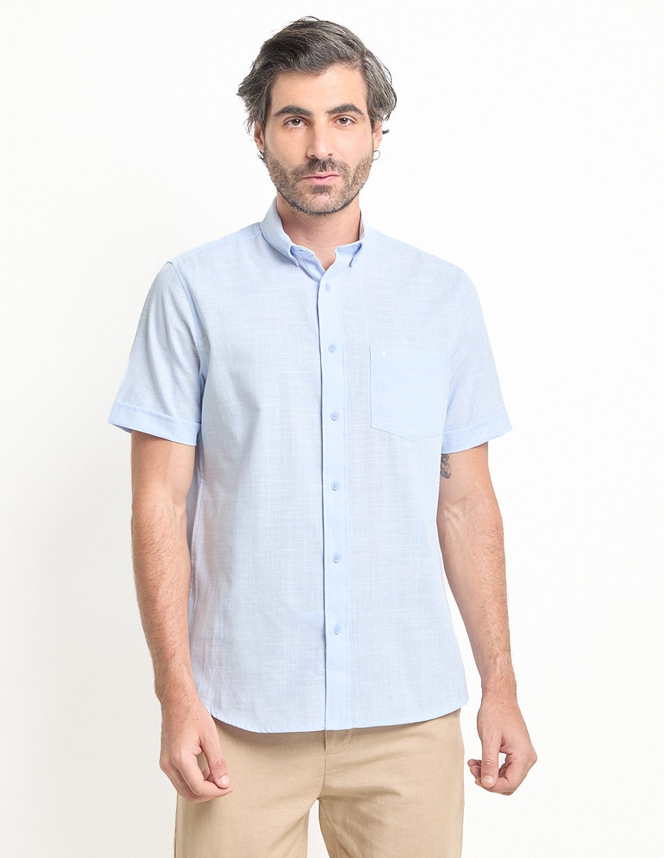 Camisa casual de algodón manga corta para hombre