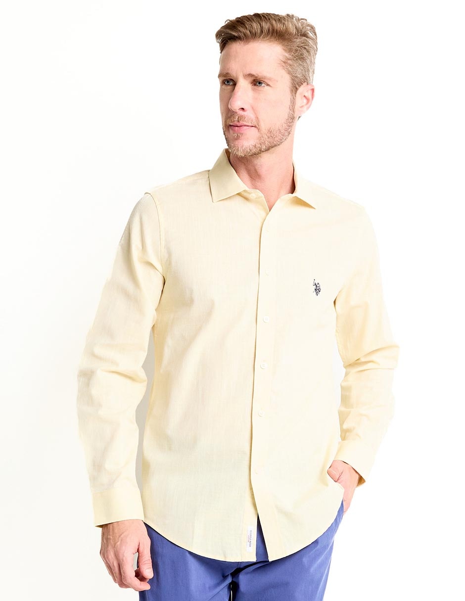 Camisa casual de algodón manga larga para hombre
