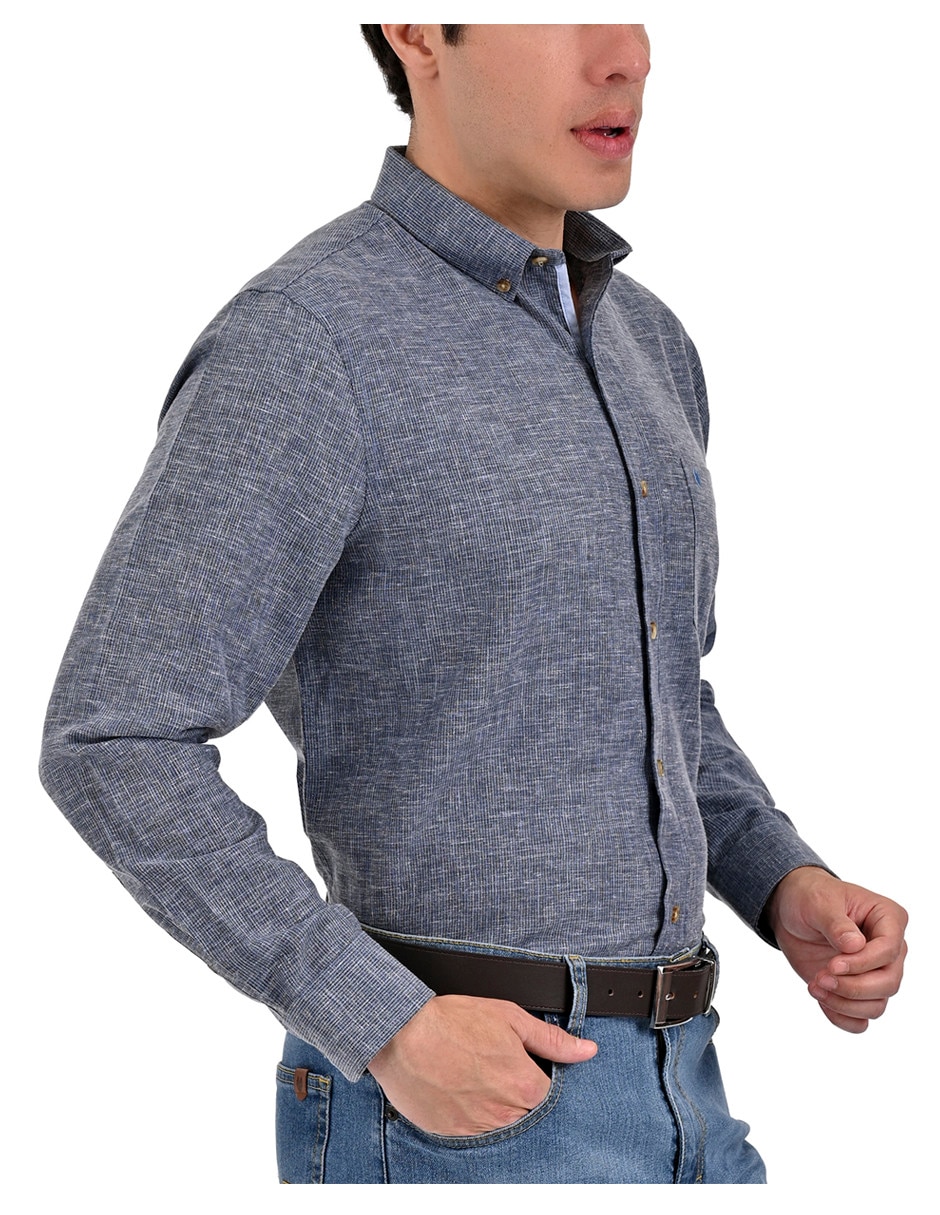 Camisa casual manga largar para hombre 3