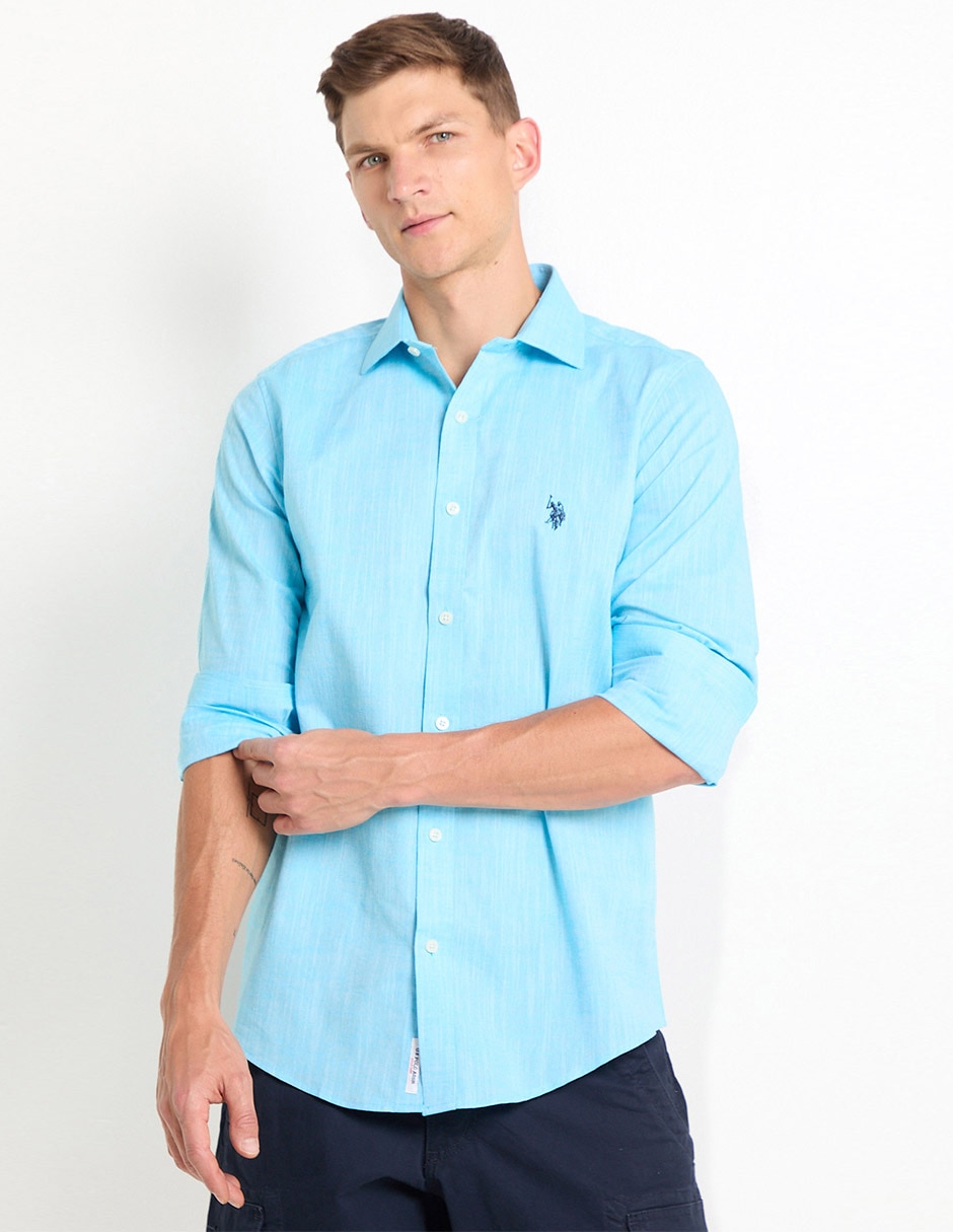 Camisa casual de algodón manga larga para hombre Camisa casual de algodón manga larga para hombre