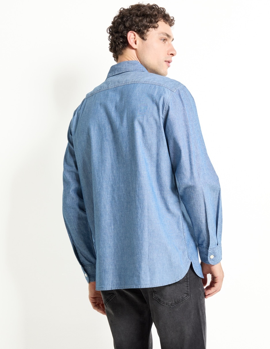 Camisa casual de algodón manga larga para hombre 2