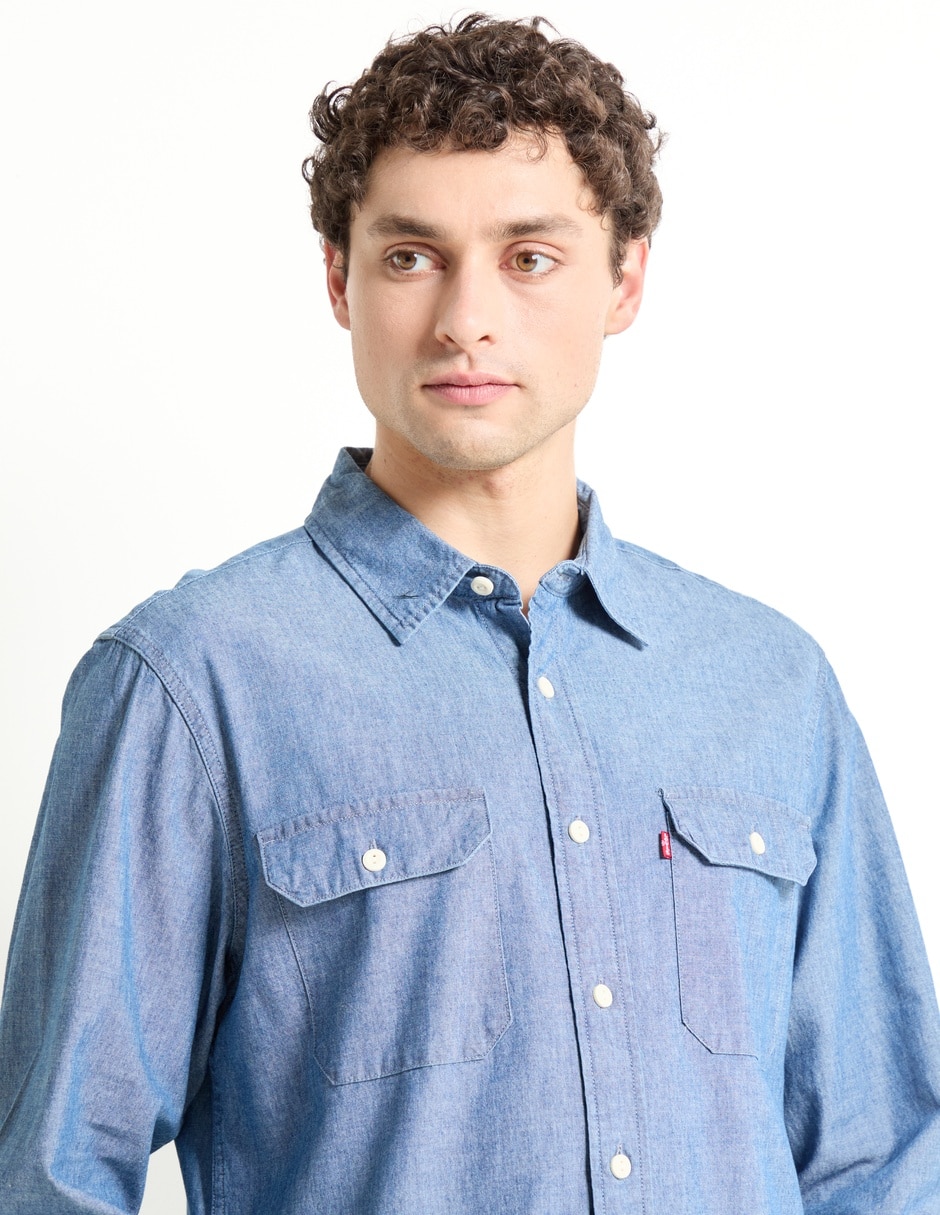 Camisa casual de algodón manga larga para hombre 4