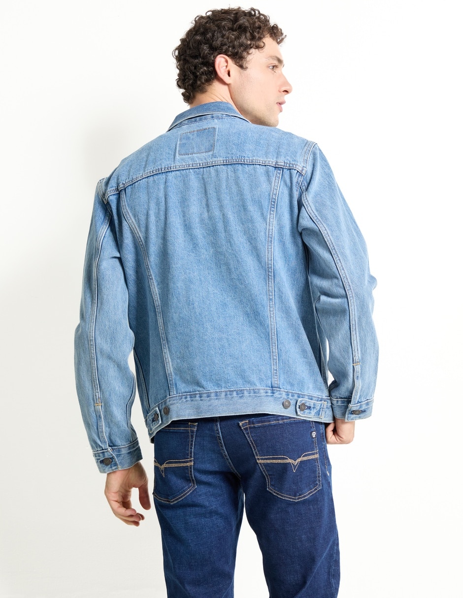 Chamarra casual de mezclilla con bolsillos para hombre 2