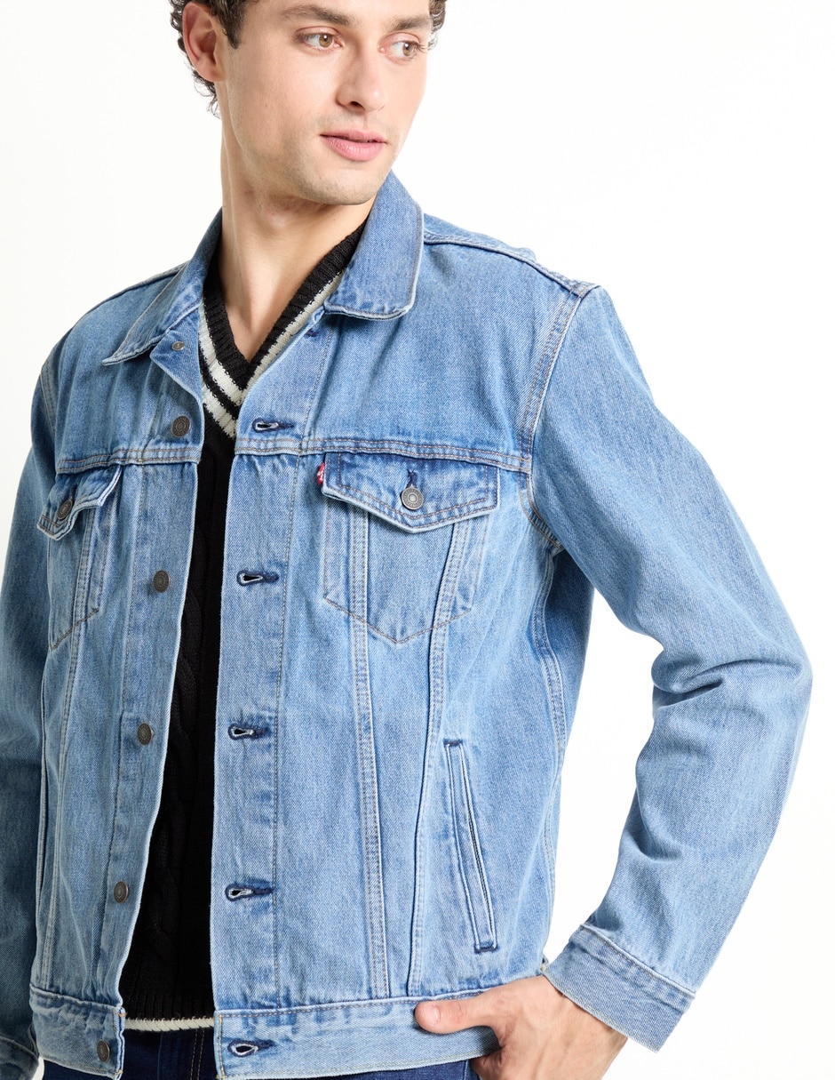 Chamarra casual de mezclilla con bolsillos para hombre 4